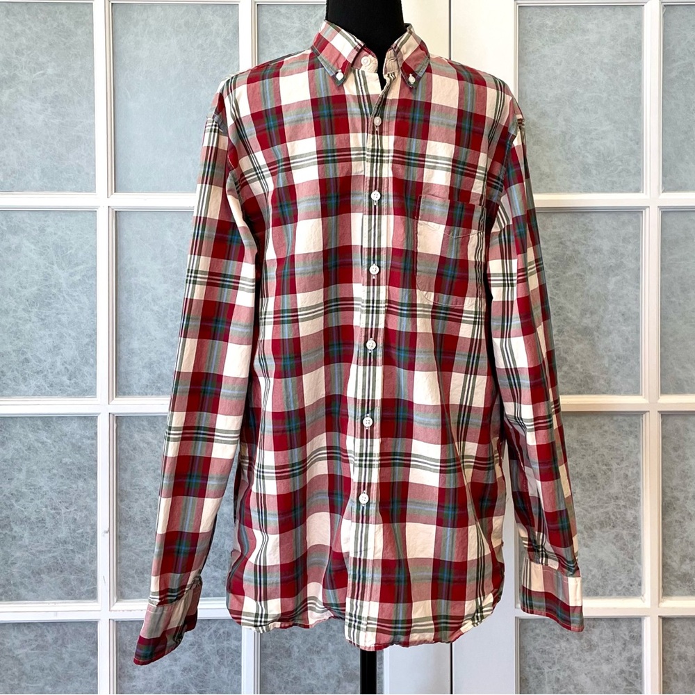 J. Crew Size Large Men's Classic Fit Plaid Button Down Long Sleeve Shirt Cotton